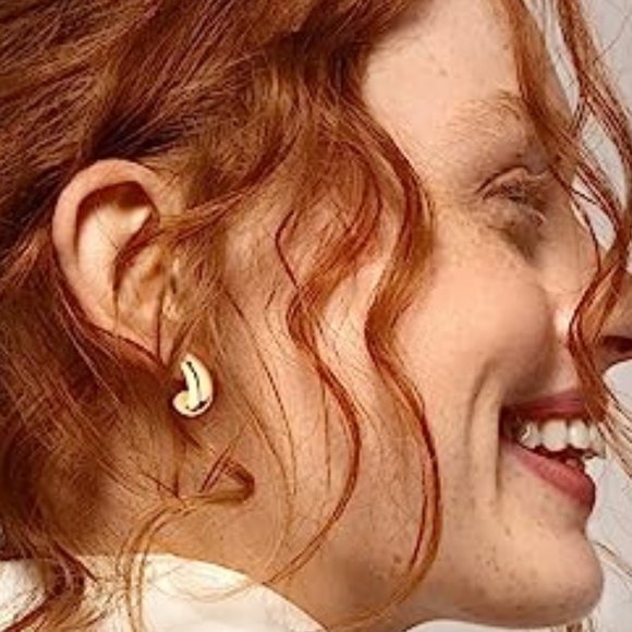 14K Gold Plated Chunky Huggie Hoop Earrings Set of 6 Minimalist Classic Jewelry - Picture 3 of 4